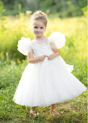 Ivory Stylish Flower Girl Dress Girls Communion Dress